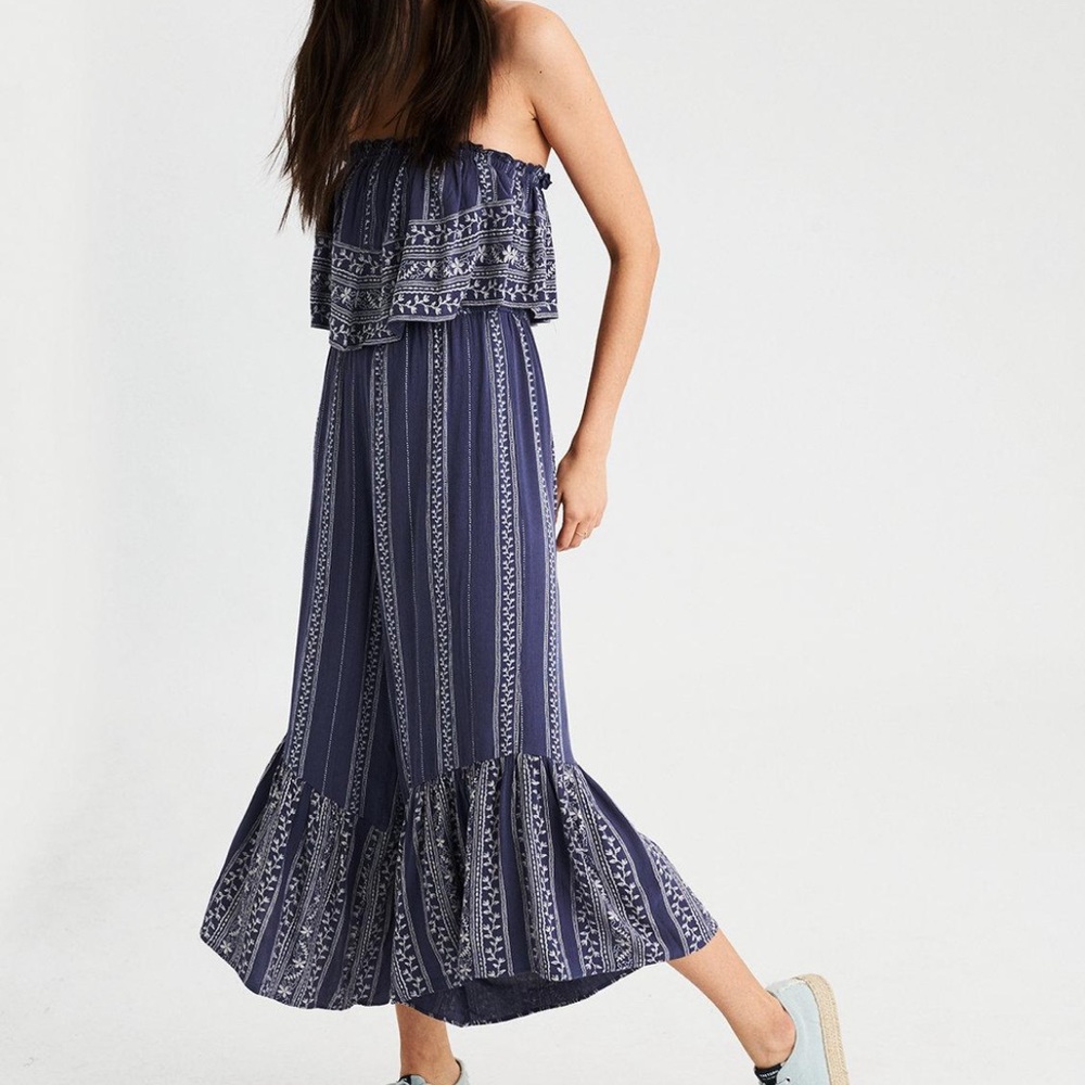 Strapless flared leg jumpsuit